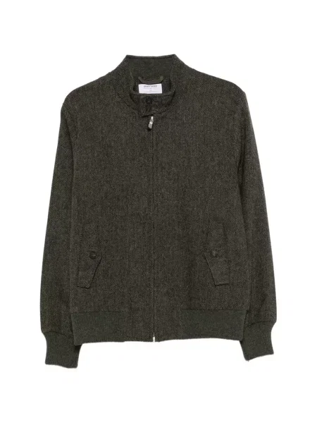 Geacă Gran Sasso de lână cu model herringbone verde