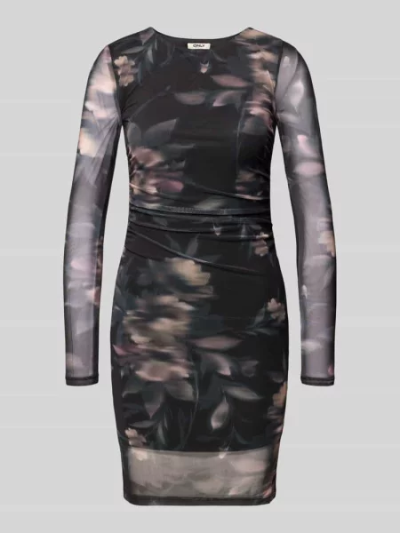 Sukienka mini wąska z półprzejrzystymi rękawami model ‘KAYA’ Only czarna