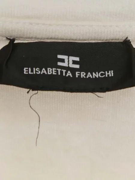 Haftowana koszulka Elisabetta Franchi z okrągłym dekoltem biała