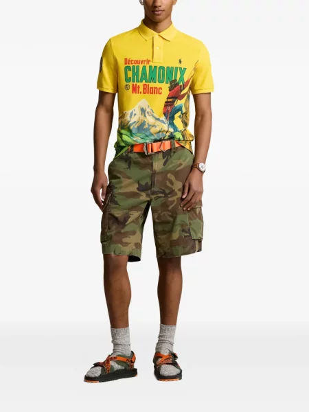 Tricou polo Polo Ralph Lauren cu glugă cu blană cu broderie roșu