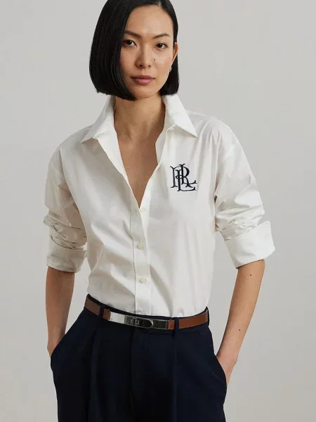 Košulja Lauren Ralph Lauren za žene relaxed s klasičnim ovratnikom bijela