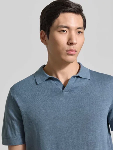 Koszulka polo o kroju regular fit z mieszanki bawełny i lnu model MATTIS' Selected Homme