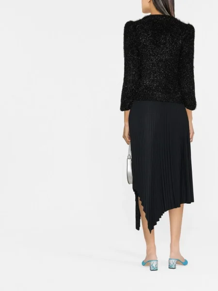 V-nyakú bolyhos szvetter Alberta Ferretti fekete