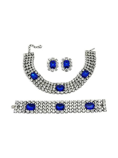 Обеци Jennifer Gibson Jewellery с кристали синьо