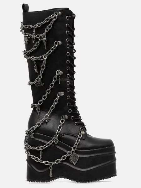 Čizme Koi Footwear klin peta The Amygdala crna