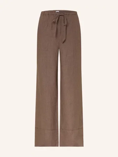 Mrs & Hugs Spodnie Marlene Z Lnu beige beżowe