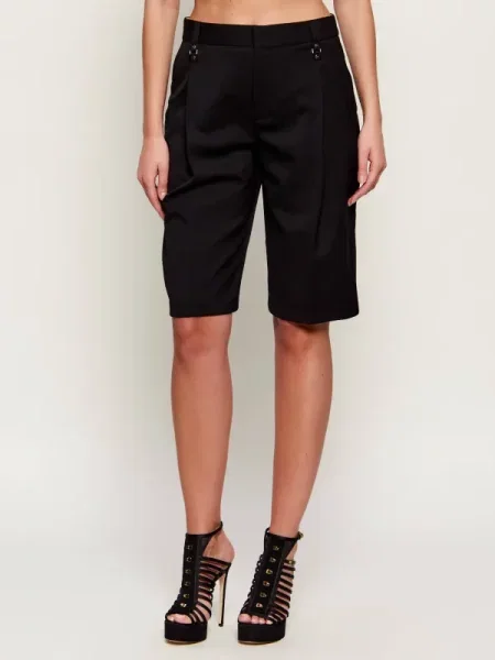 Elisabetta Franchi Pantaloni scurți cu adaos de lână negru