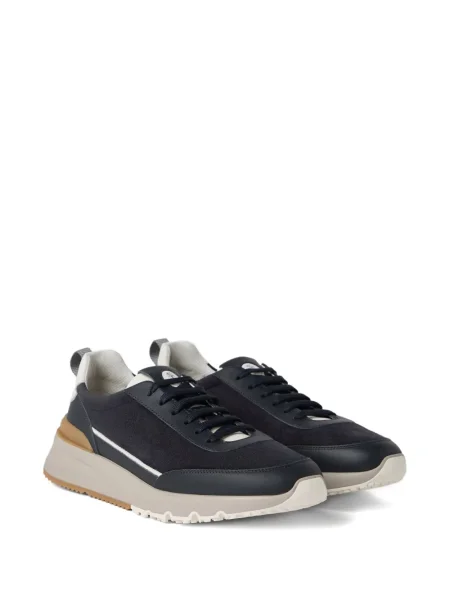 Sneakerși Brunello Cucinelli cu șireturi din piele de căprioară albastru