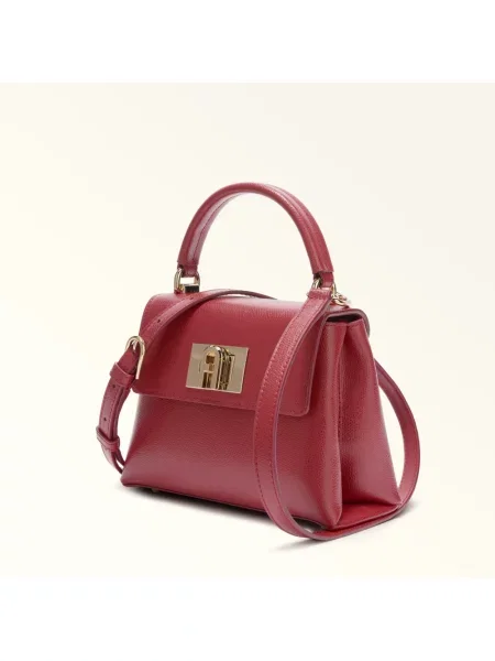 Top Furla skórzany czerwony