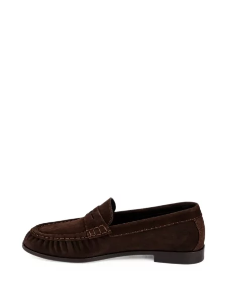 Pantofi loafer Poeve din piele de căprioară cu volane maro