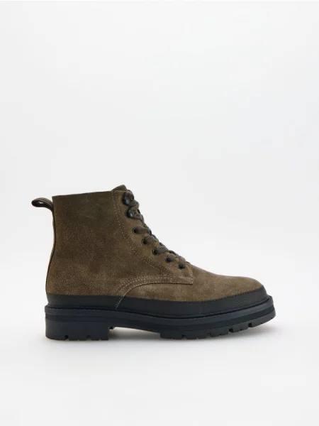 Reserved Botine din piele întoarsă cafeniu