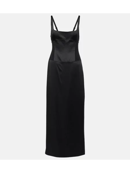 Satynowa sukienka wieczorowa Sir. do kolan garniturowa czarna