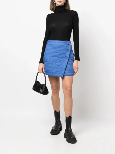 Apvynioti mini mini sijonas Emporio Armani dygsniuotas mėlyna