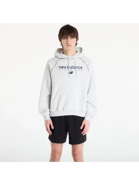 Φούτερ New Balance Linear Graphic Fleece Hoodie Ash Heather M