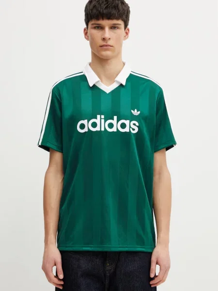 Tricou polo Adidas Originals din jerseu verde