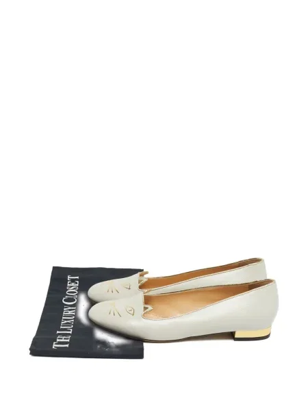 Кожени полуотворени обувки Charlotte Olympia с принт сиво