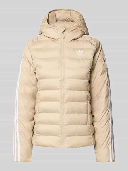 Kurtka pikowana z wyhaftowanym logo Adidas Originals beżowa