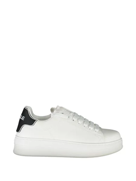 Sneakerși Gaelle cu șireturi cu platformă din dantelă alb