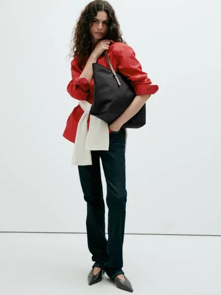 Torba shopper z klamrami Kobieta uniwersalny MANGO czarny