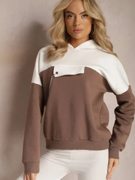 Bluza z Kapturem i Łańcuszkiem Ambriella brązowa