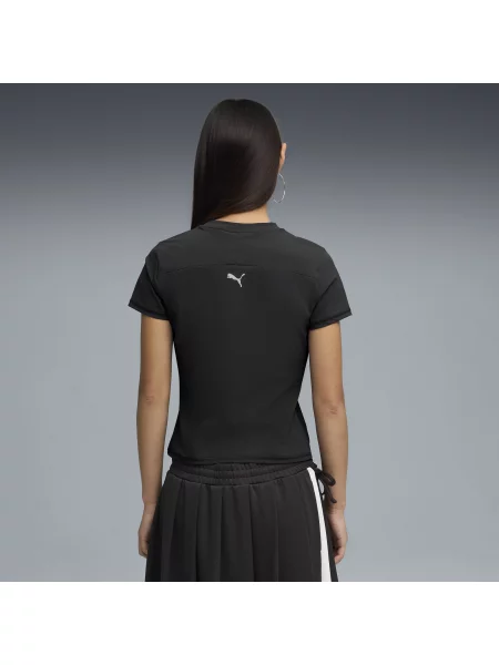 PUMA koszulka Dare To z krótkim zamkiem i grafiką Odzież XL czarny