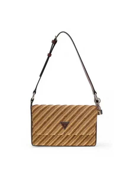 Lniana torebka Guess czarna