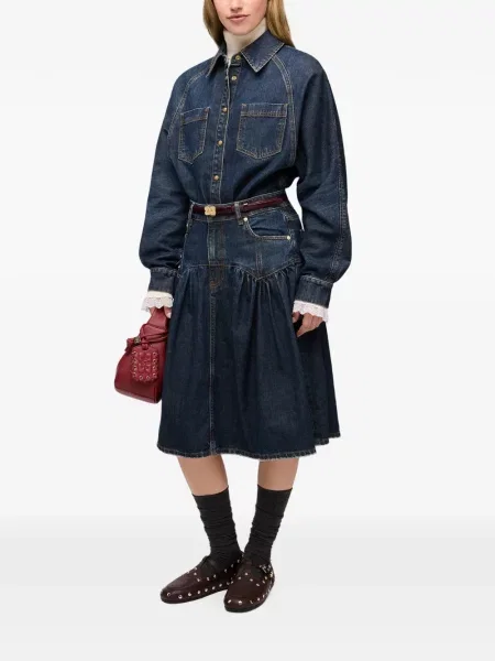 Fustă din denim Ganni albastru