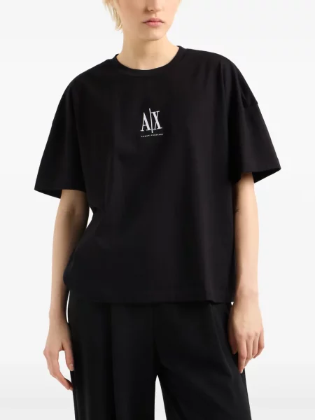 Tricou Armani Exchange cu broderie negru