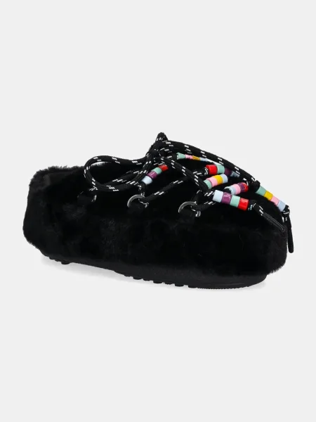 Moon Boot papucs MB MULE FAUX FUR BEADS fekete