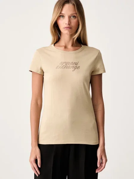 Armani Exchange tricou pentru femei din bej