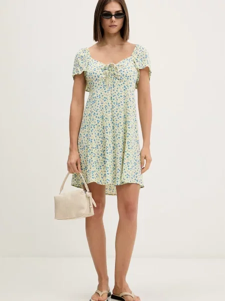 Rip Curl rochie de vară din vâscoză SURF SIDE galben