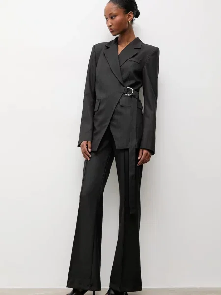 Answear.LAB spodnie dzwony medium waist szary