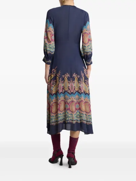 Rochie midi Etro cu imagine cu model paisley până la genunchi albastru
