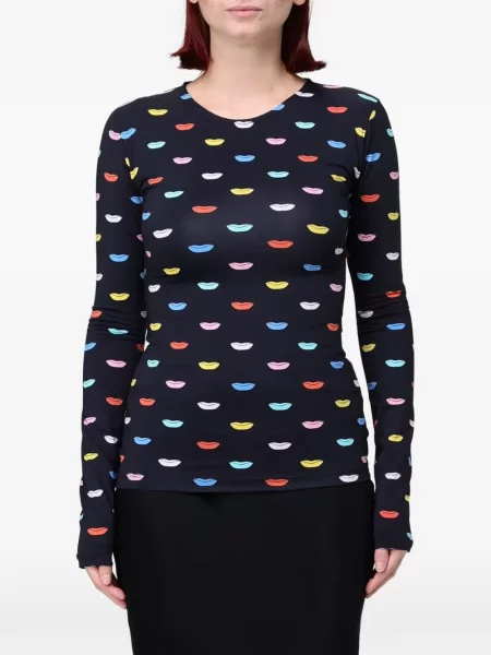 Lung tricou Fiorucci cu imagine negru