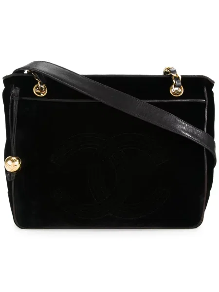 Sametová kabelka Chanel Pre-owned černá