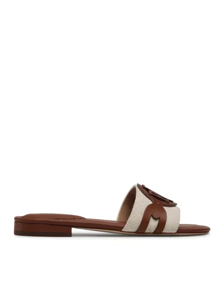 Papuci de casă Lauren Ralph Lauren din piele bej