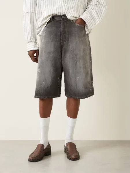 Acne Studios Džínové Šortky Loose Fit black černé