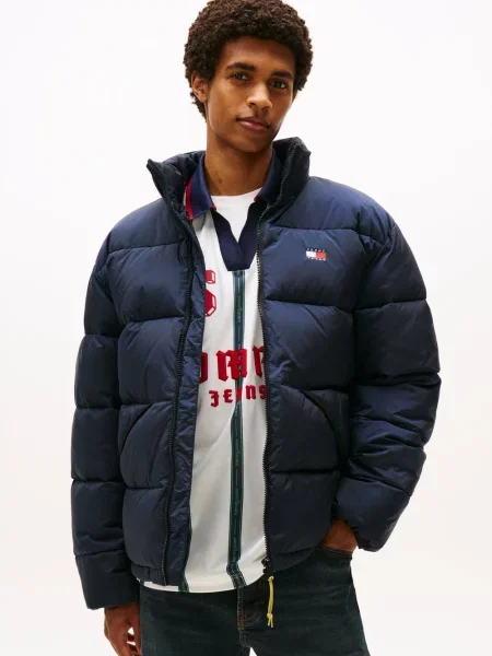 Tommy Jeans Pikowana kurtka Mężczyźni jednolity S niebieski