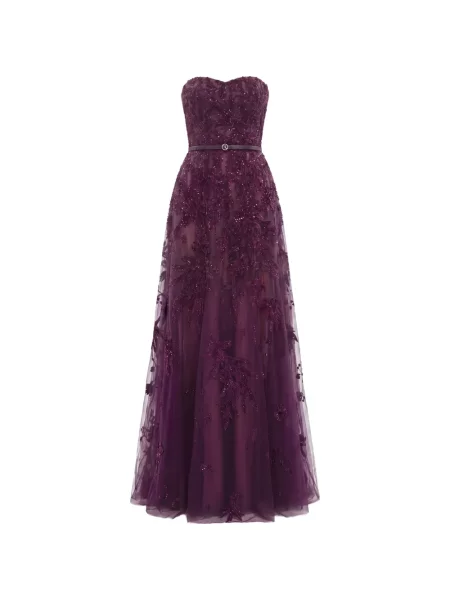 Rochie maxi Saiid Kobeisy fără bretele violet