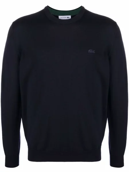 Pulover Lacoste cu broderie albastru