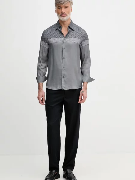 Armani Exchange srajca viskozna modra