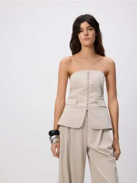 Reserved Корсетний топ бежевий