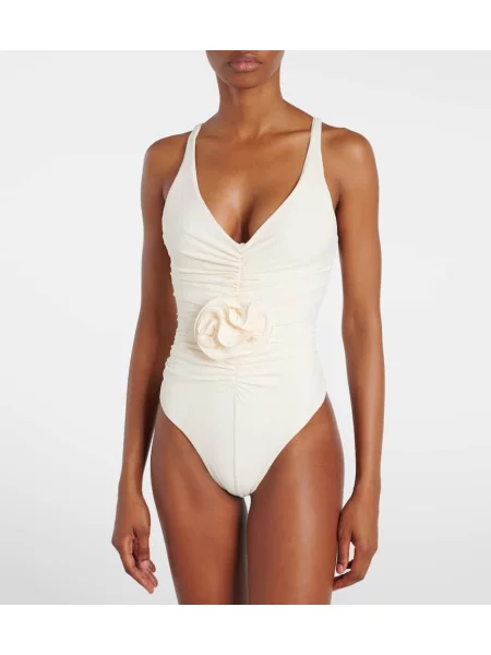 Costum de baie Magda Butrym cu model floral alb