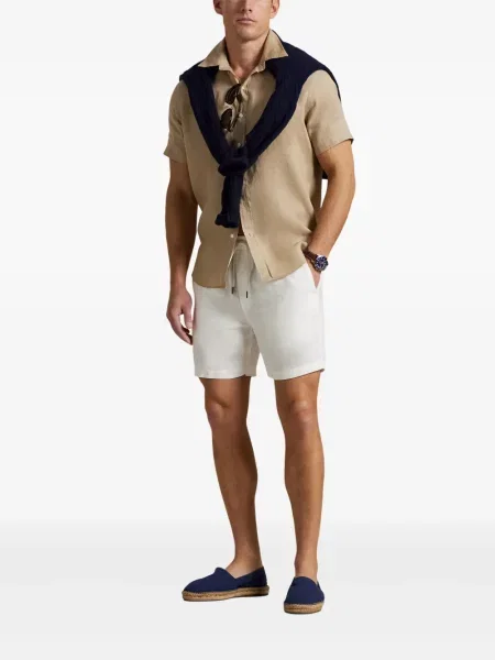 Tricou Polo Ralph Lauren din piele cu broderie în carouri maro