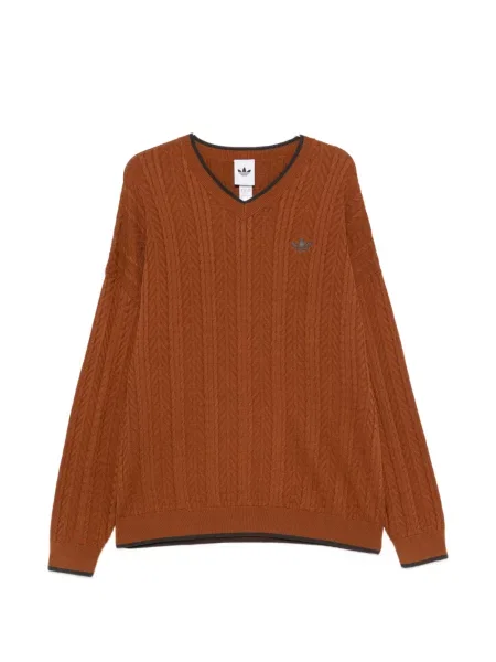 Pulover Adidas cu autograf cu decolteu în V de catifea cord gri