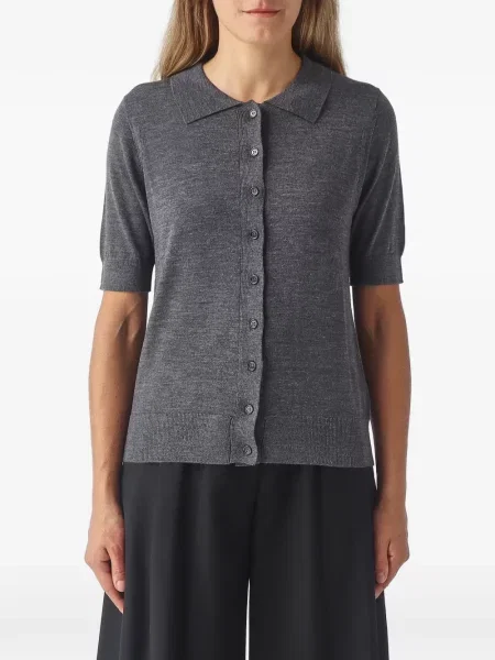 Gulerat scurt cardigan Meimeij gri