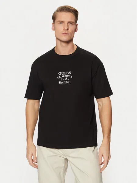 Guess T-Shirt Oversize μαύρο