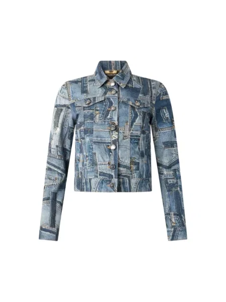 Kurtka Roberto Cavalli w wężowy wzór niebieska