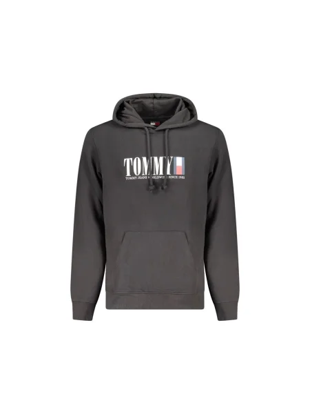 Tommy Jeans melegítőfelső nyomott mintás kapucnis fekete
