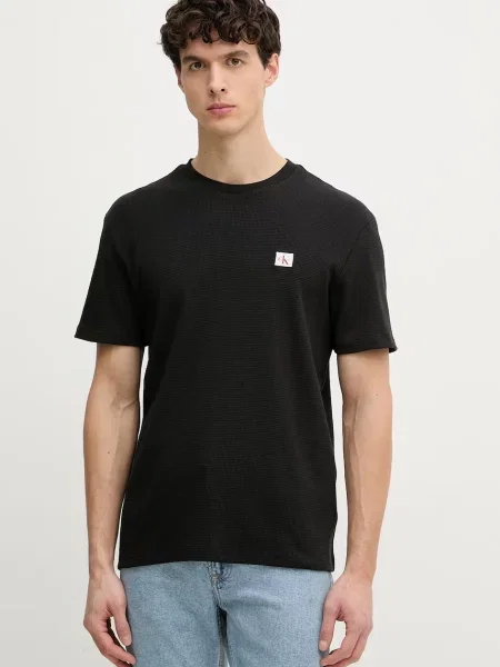 Calvin Klein Jeans t-shirt z bawełną czarna